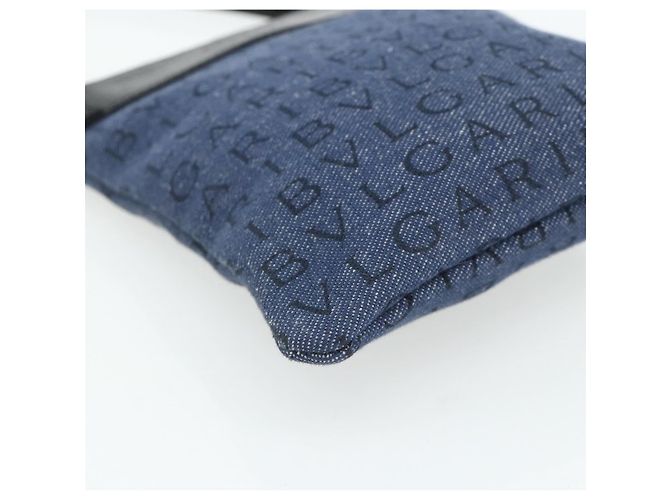 Bulgari Borsa a Spalla BVLGARI Logo Mania Denim Blue Silver Auth bs35006 Argento - vista 14