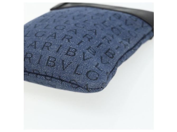 Bulgari Borsa a Spalla BVLGARI Logo Mania Denim Blue Silver Auth bs35006 Argento - vista 15