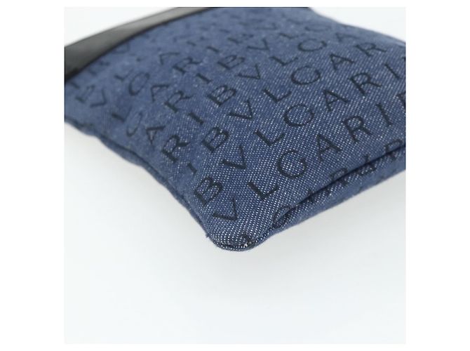 Bulgari Borsa a Spalla BVLGARI Logo Mania Denim Blue Silver Auth bs35006 Argento - vista 16