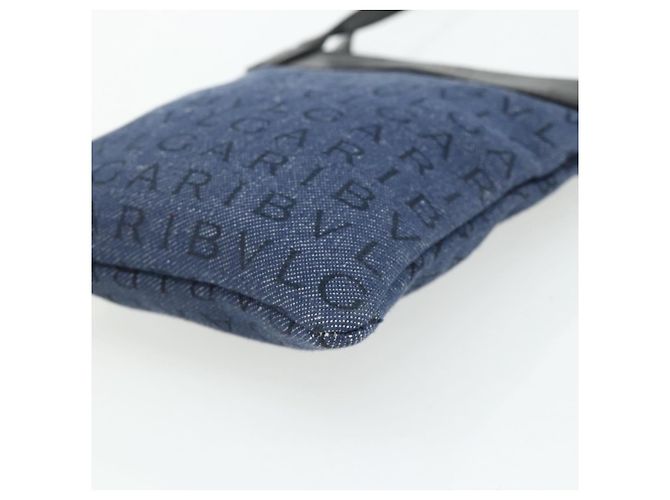 Bulgari Borsa a Spalla BVLGARI Logo Mania Denim Blue Silver Auth bs35006 Argento - vista 9