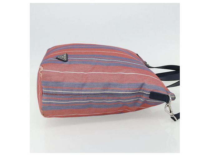 PRADA Hand Bag Canvas Leather 2way Multicolor Silver Auth ka4243 Silvery Multiple colors - view 4