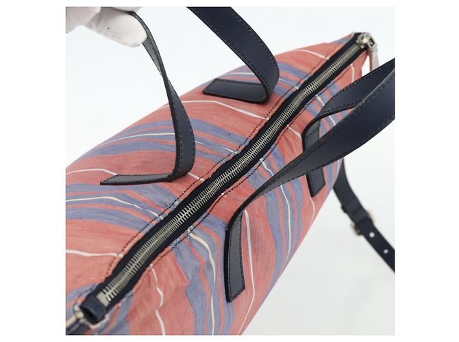 PRADA Hand Bag Canvas Leather 2way Multicolor Silver Auth ka4243 Silvery Multiple colors - view 6