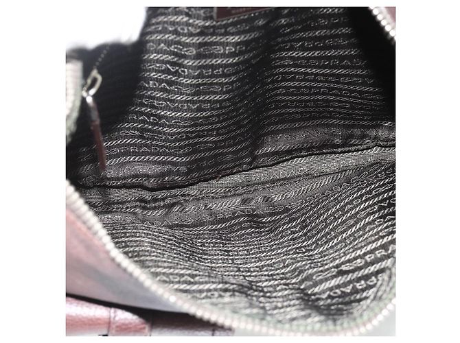 Borsa a tracolla PRADA in pelle marrone argento Auth 178118A - vista 11