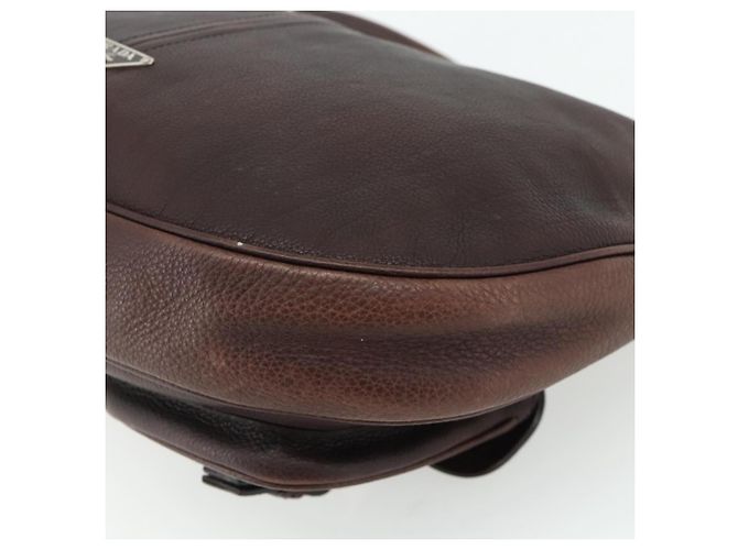 Borsa a tracolla PRADA in pelle marrone argento Auth 178118A - vista 15