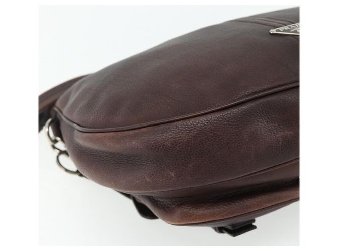 Borsa a tracolla PRADA in pelle marrone argento Auth 178118A - vista 16