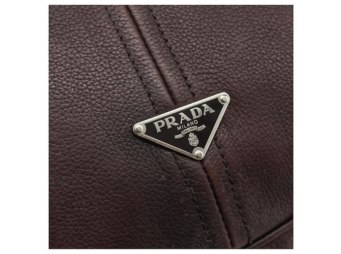 Borsa a tracolla PRADA in pelle marrone argento Auth 178118A - vista 17