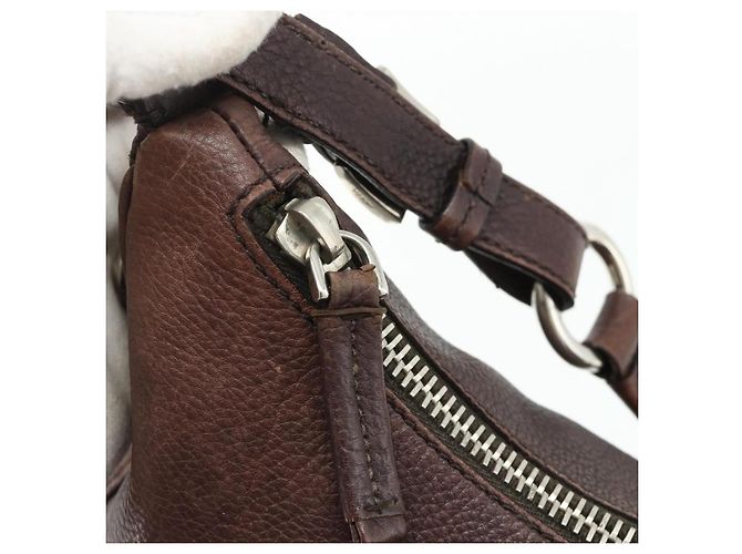Borsa a tracolla PRADA in pelle marrone argento Auth 178118A - vista 18