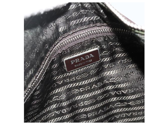 Borsa a tracolla PRADA in pelle marrone argento Auth 178118A - vista 19