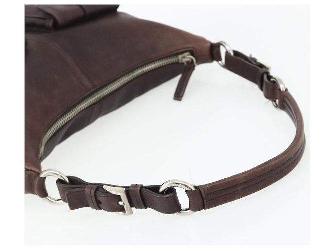 Borsa a tracolla PRADA in pelle marrone argento Auth 178118A - vista 7