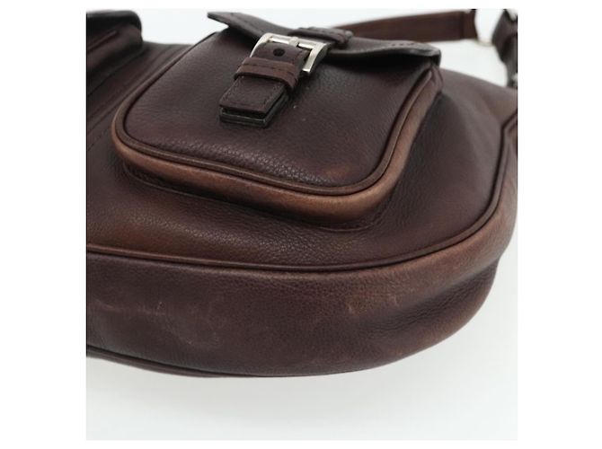 Borsa a tracolla PRADA in pelle marrone argento Auth 178118A - vista 9