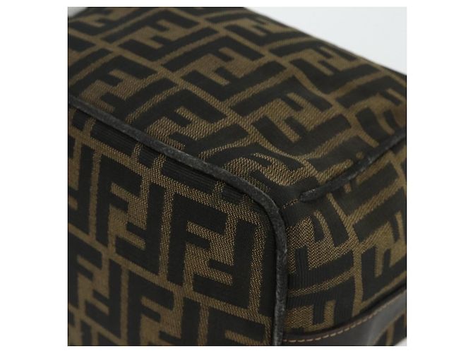 Bolso de Mano FENDI Zucca Canvas Negro Marrón Auth bs34606 Castaño - vista 14