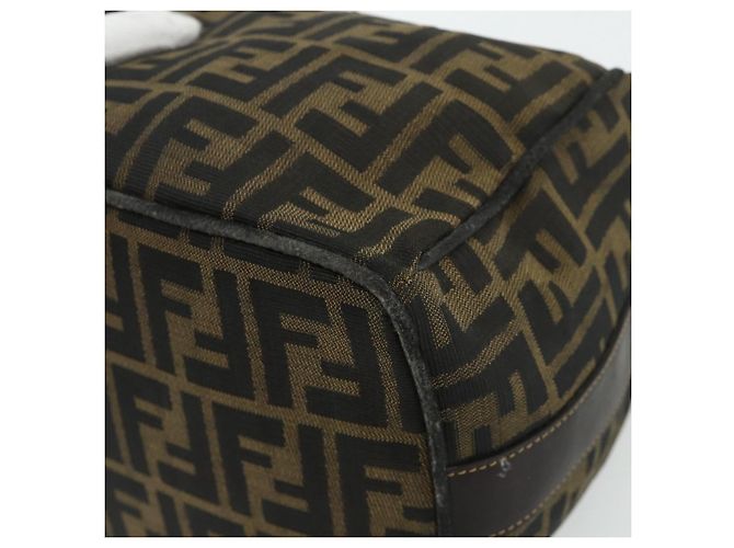 Bolso de Mano FENDI Zucca Canvas Negro Marrón Auth bs34606 Castaño - vista 16