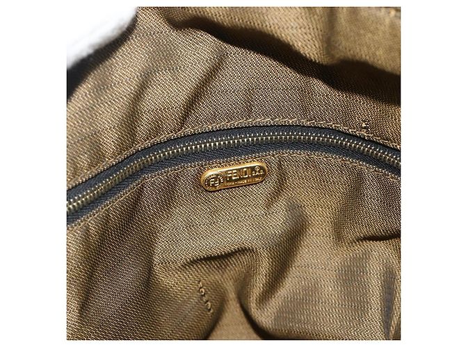 Bolso de Mano FENDI Zucca Canvas Negro Marrón Auth bs34606 Castaño - vista 17