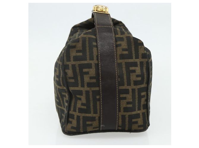 Bolso de Mano FENDI Zucca Canvas Negro Marrón Auth bs34606 Castaño - vista 3