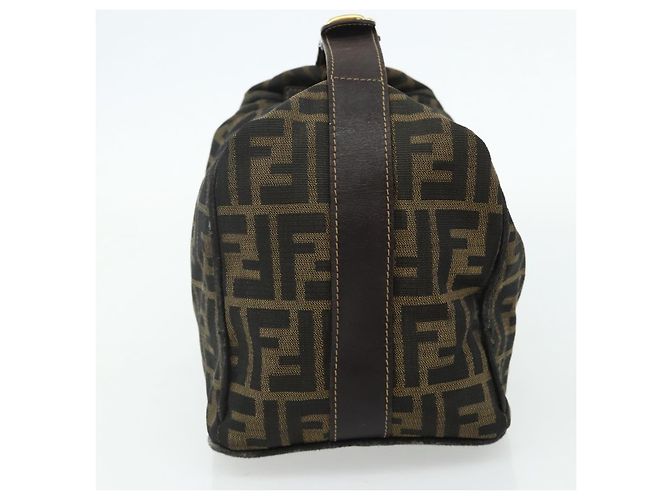 Bolso de Mano FENDI Zucca Canvas Negro Marrón Auth bs34606 Castaño - vista 4