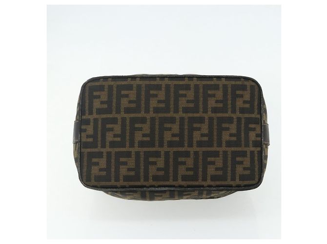 Bolso de Mano FENDI Zucca Canvas Negro Marrón Auth bs34606 Castaño - vista 5