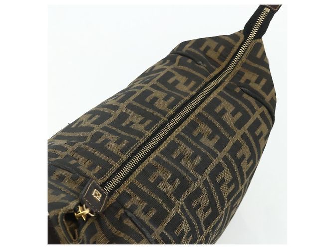 Bolso de Mano FENDI Zucca Canvas Negro Marrón Auth bs34606 Castaño - vista 8