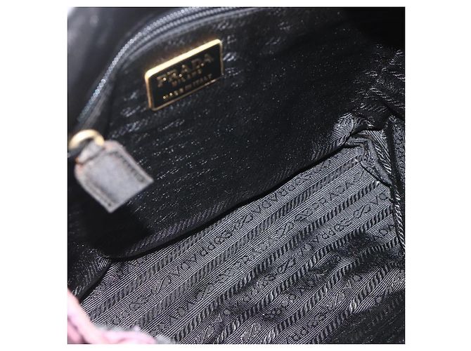 Borsa Tote con Catena PRADA Nylon Viola Oro Auth 178202 D'oro Porpora - vista 11
