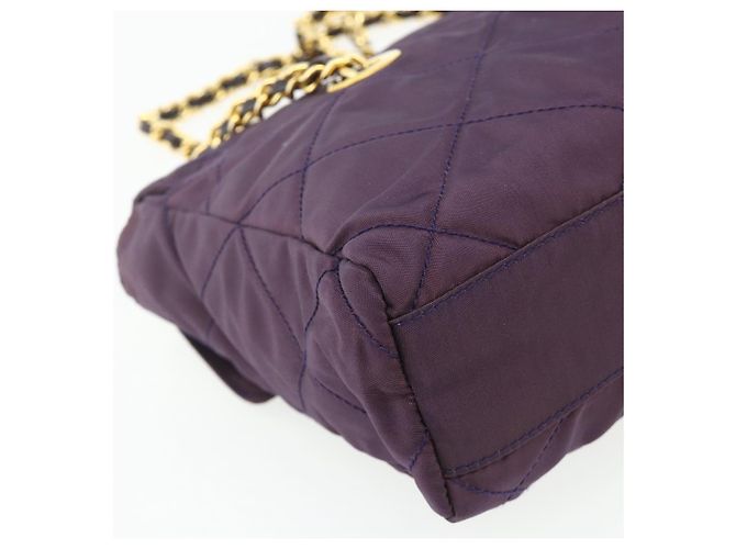 Borsa Tote con Catena PRADA Nylon Viola Oro Auth 178202 D'oro Porpora - vista 16