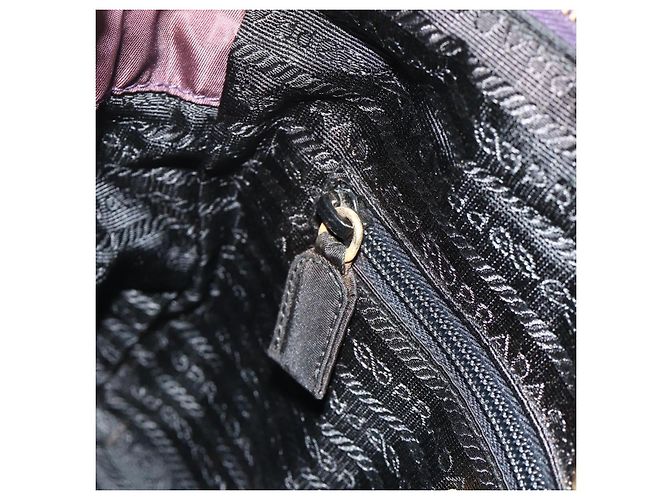 Borsa Tote con Catena PRADA Nylon Viola Oro Auth 178202 D'oro Porpora - vista 21