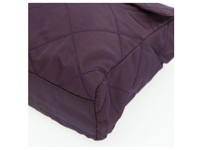 Borsa Tote con Catena PRADA Nylon Viola Oro Auth 178202 D'oro Porpora - vista 9
