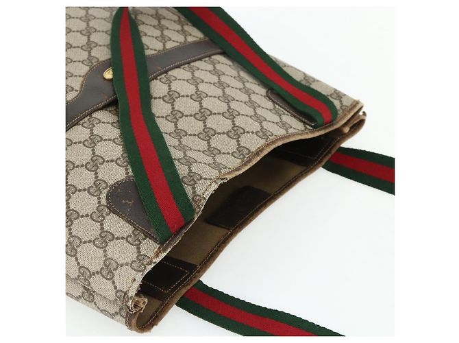 Borsa Tote GUCCI GG Supreme Web Sherry Line PVC Beige Red 16 002 4487 Auth 177774 - vista 6