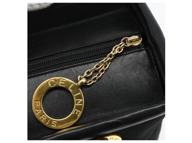 Céline Borsa a mano CELINE Circle Nylon Nero Oro Auth 177318A D'oro - vista 10