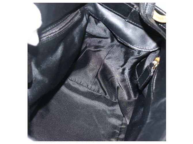 Céline Borsa a mano CELINE Circle Nylon Nero Oro Auth 177318A D'oro - vista 18