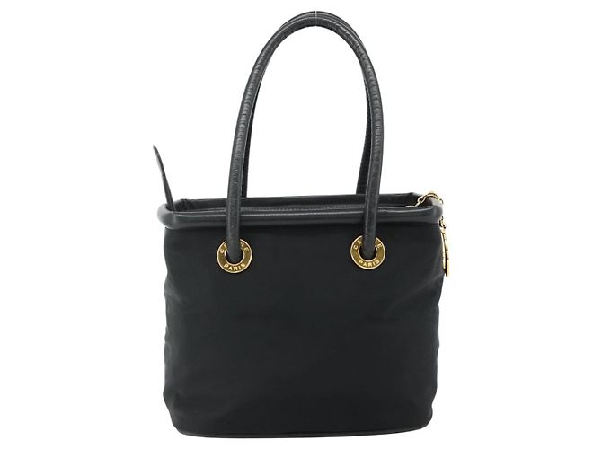 Céline Borsa a mano CELINE Circle Nylon Nero Oro Auth 177318A D'oro - vista 2