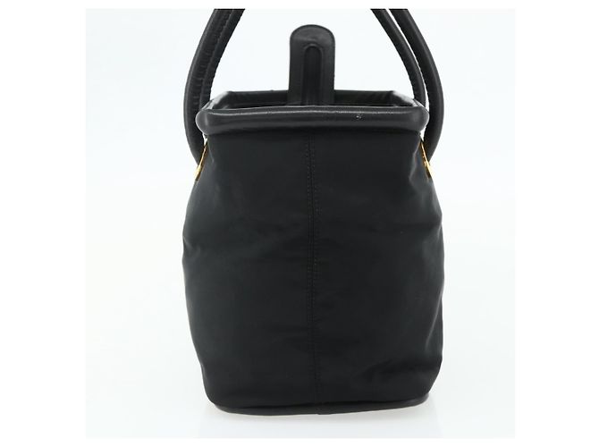 Céline Borsa a mano CELINE Circle Nylon Nero Oro Auth 177318A D'oro - vista 3