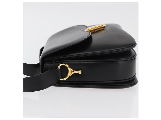 Céline Bolsa de Ombro CELINE em Couro Preto com Detalhes Dourados Auth 178275 - vista 4