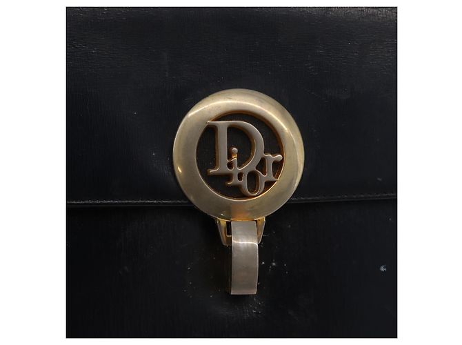 Borsa a Spalla con Catena Christian Dior in Pelle Blu Navy e Oro Auth bs35041 D'oro - vista 15
