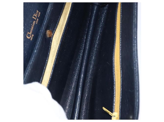 Borsa a Spalla con Catena Christian Dior in Pelle Blu Navy e Oro Auth bs35041 D'oro - vista 18