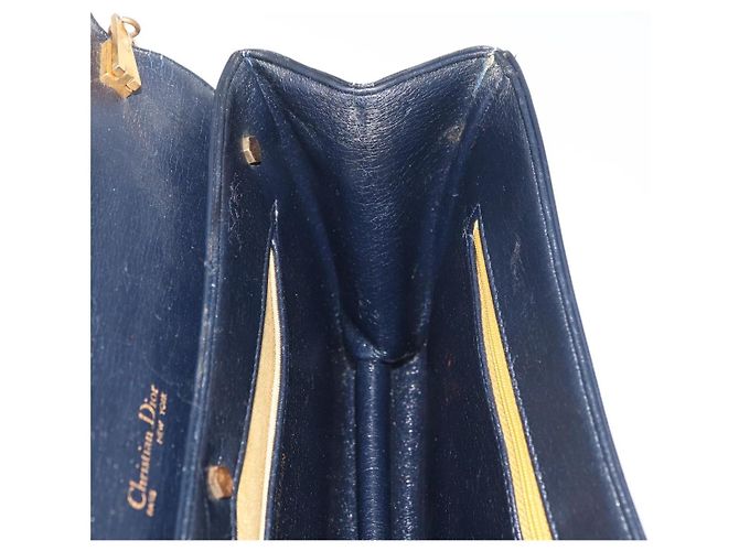 Borsa a Spalla con Catena Christian Dior in Pelle Blu Navy e Oro Auth bs35041 D'oro - vista 19