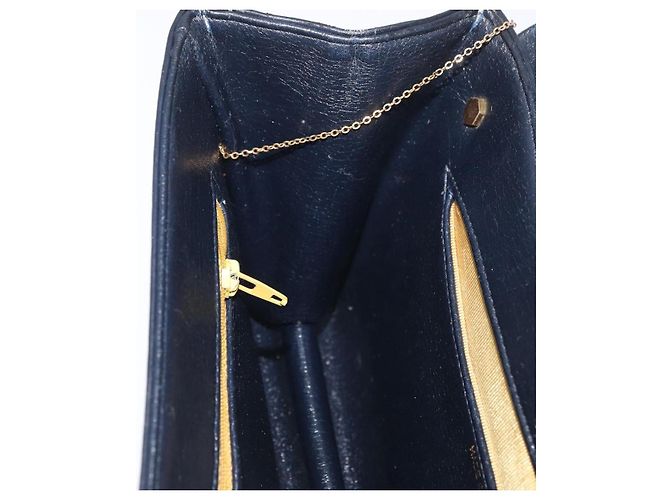 Borsa a Spalla con Catena Christian Dior in Pelle Blu Navy e Oro Auth bs35041 D'oro - vista 20