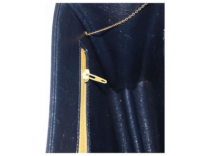 Borsa a Spalla con Catena Christian Dior in Pelle Blu Navy e Oro Auth bs35041 D'oro - vista 21