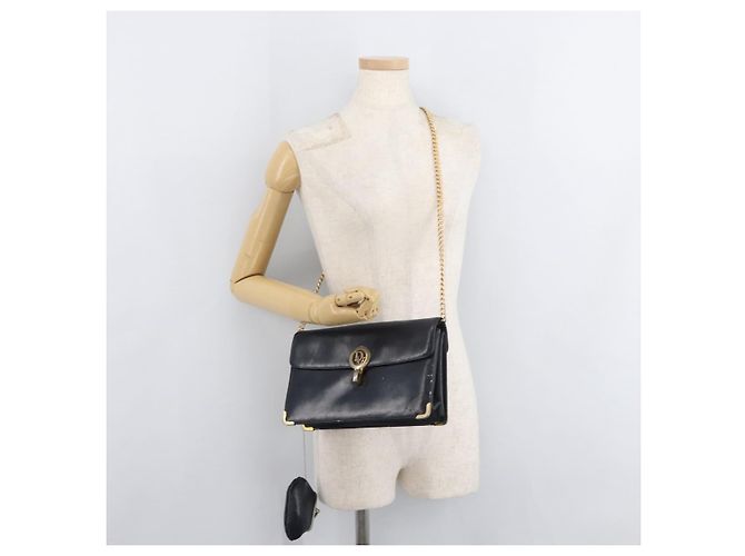Borsa a Spalla con Catena Christian Dior in Pelle Blu Navy e Oro Auth bs35041 D'oro - vista 26