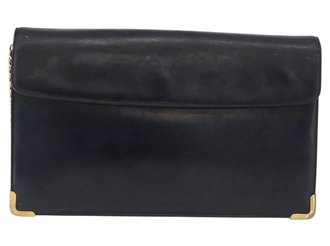 Borsa a Spalla con Catena Christian Dior in Pelle Blu Navy e Oro Auth bs35041 D'oro - vista 3