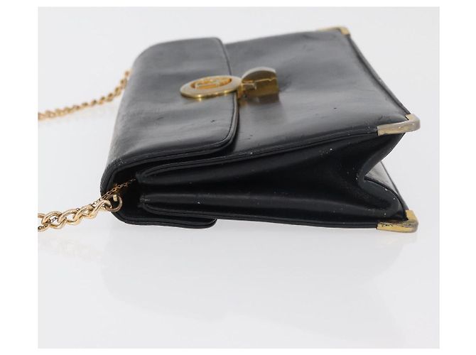 Borsa a Spalla con Catena Christian Dior in Pelle Blu Navy e Oro Auth bs35041 D'oro - vista 6