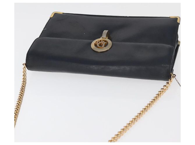 Borsa a Spalla con Catena Christian Dior in Pelle Blu Navy e Oro Auth bs35041 D'oro - vista 7
