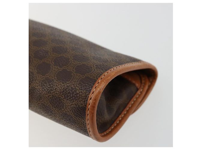 Céline Pochette CELINE Macadam Canvas PVC Cuero Marrón Oro Auth 177871A Castaño Dorado - vista 15
