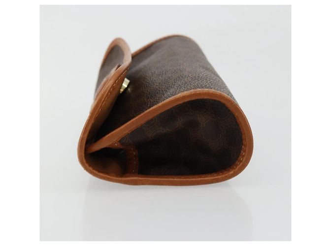 Céline Pochette CELINE Macadam Canvas PVC Cuero Marrón Oro Auth 177871A Castaño Dorado - vista 4