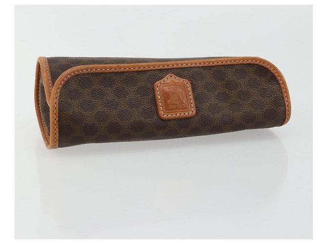 Céline Pochette CELINE Macadam Canvas PVC Cuero Marrón Oro Auth 177871A Castaño Dorado - vista 5
