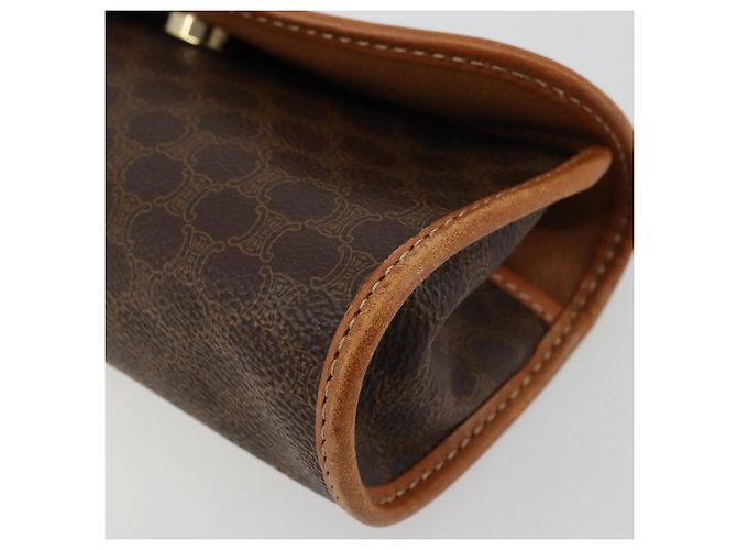 Céline Pochette CELINE Macadam Canvas PVC Cuero Marrón Oro Auth 177871A Castaño Dorado - vista 7