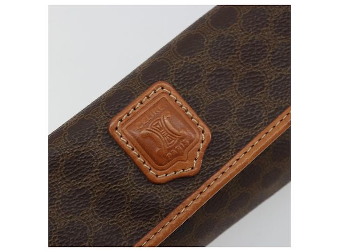 Céline Pochette CELINE Macadam Canvas PVC Cuero Marrón Oro Auth 177871A Castaño Dorado - vista 8
