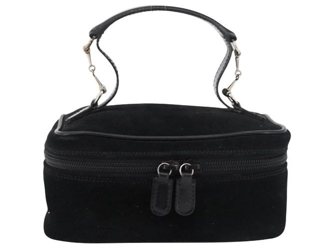 GUCCI Horsebit Vanity Tasche Wildleder Schwarz Silber 032 1705 0141 Auth bs34967 - Ansicht 13