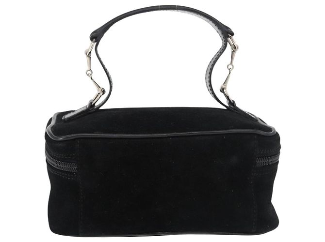 GUCCI Horsebit Vanity Tasche Wildleder Schwarz Silber 032 1705 0141 Auth bs34967 - Ansicht 2