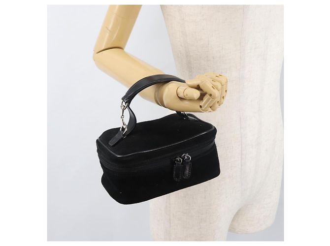 GUCCI Horsebit Vanity Tasche Wildleder Schwarz Silber 032 1705 0141 Auth bs34967 - Ansicht 20