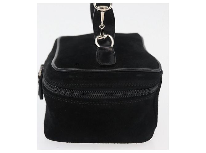 GUCCI Horsebit Vanity Tasche Wildleder Schwarz Silber 032 1705 0141 Auth bs34967 - Ansicht 3