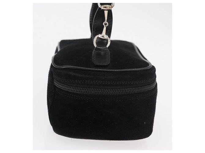 GUCCI Horsebit Vanity Tasche Wildleder Schwarz Silber 032 1705 0141 Auth bs34967 - Ansicht 4